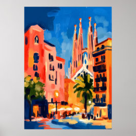 Farbgewaltige fauvistische Barcelona Sagrada Famil Poster