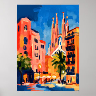 Farbgewaltige fauvistische Barcelona Sagrada Famil Poster