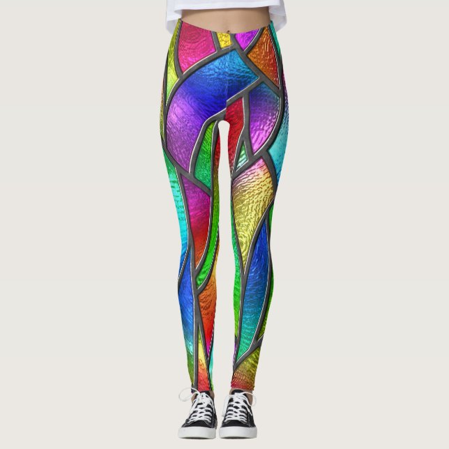 Farbglas Muster 3D Textur Leggings (Vorderseite)