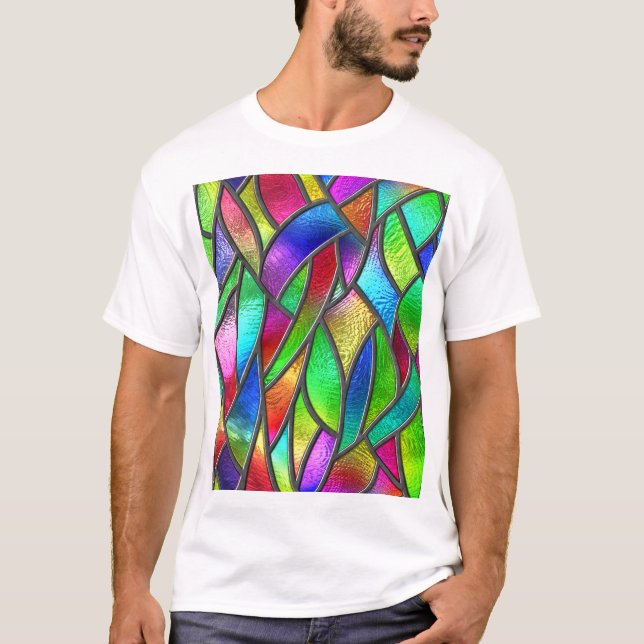 Farbglas Muster 3D Textur T-Shirt (Vorderseite)