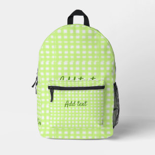 Farbgrün karierter Ginham personalisierter Zusatz Bedruckter Rucksack