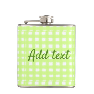 Farbgrün karierter Ginham personalisierter Zusatz Flachmann