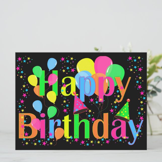 FARBHAFTE BIRTHDAKARTE KARTE (Stehend Vorderseite)