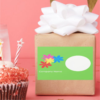 FARBHAFTE BLUME GREEN BLUE PINK RED NAME GIFT TAG RECHTECKIGER AUFKLEBER