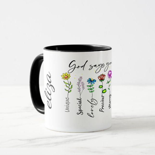 FARBHAFTE BLUME MOTIVIEREND QUOTE TASSE (Vorderseite Links)