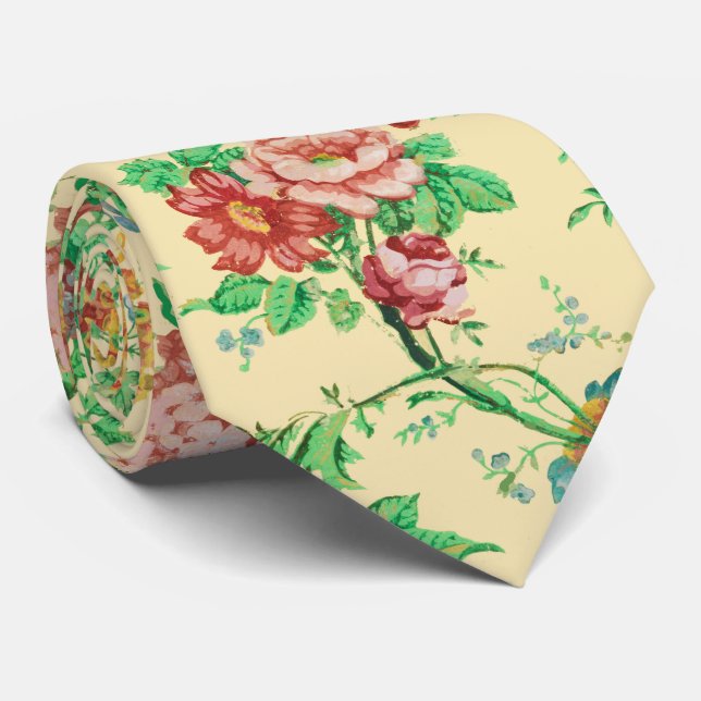 FARBHAFTE BLUME UND BLÄTTER FLORALLES PATTER Elfen Krawatte (Gerollt)