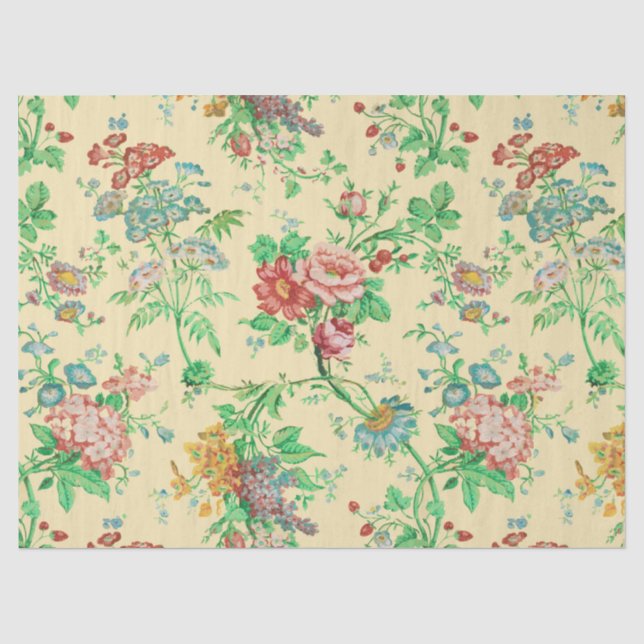 FARBHAFTE BLUME UND BLÄTTER FLORALLES PATTER Elfen Seidenpapier (Vorderseite)