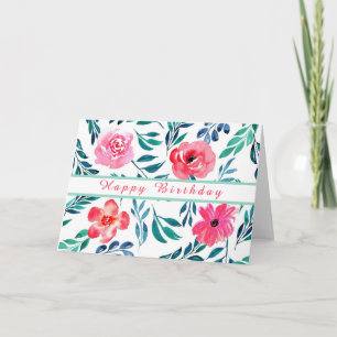 FARBHAFTE BLUME WASSERFARBE KUNST GLÜCKLICH GEBURT KARTE