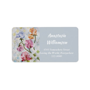 FARBHAFTE CLIMBING SWEET PEA BLUME ADRESSE ADRESSAUFKLEBER