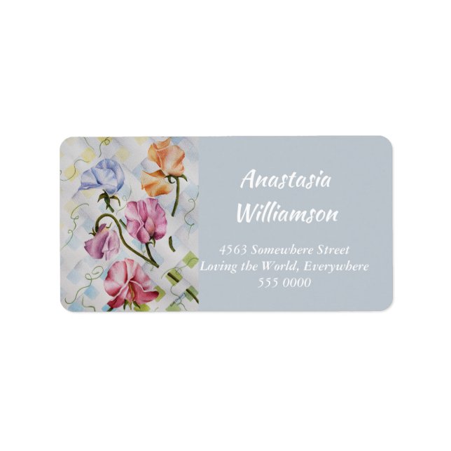 FARBHAFTE CLIMBING SWEET PEA BLUME ADRESSE ADRESSAUFKLEBER (Vorne)