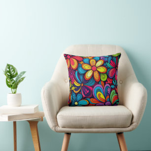 FARBHAFTE DOODLE FLORAL DESIGN DURCH PILLOW KISSEN