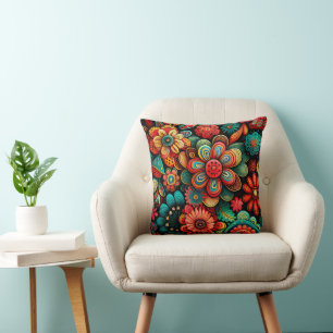 FARBHAFTE DOODLE FLORAL DESIGN DURCH PILLOW KISSEN