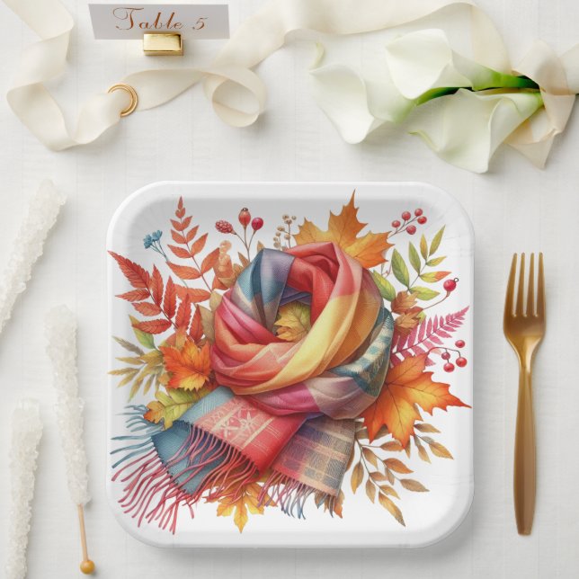 FARBHAFTE FALL-AUTUMN-THEMED-SZENEN PAPPTELLER (Hochzeit)