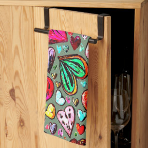 FARBHAFTE FUNKTION HERZEN-DESIGN VALENTINE GESCHIRRTUCH