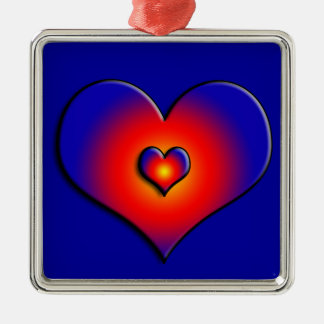 FARBHAFTE HERZEN ORNAMENT AUS METALL