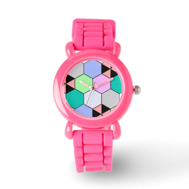 FARBHAFTE HEXAGON-FORMEN ARMBANDUHR (Vorderseite)