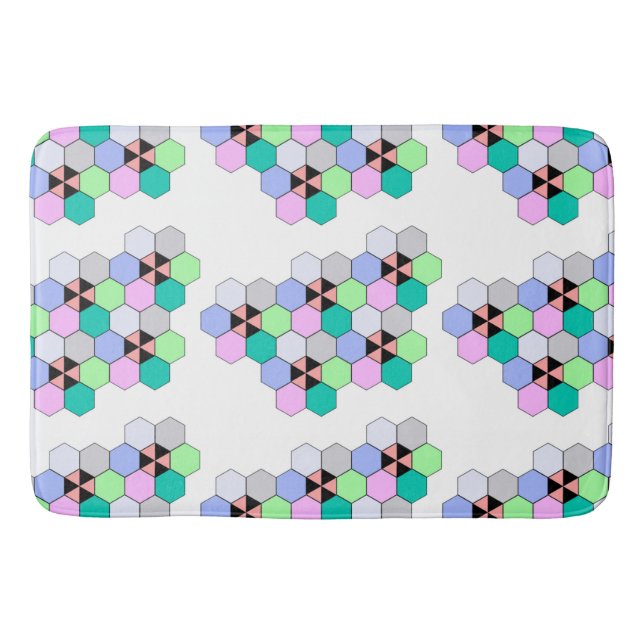 FARBHAFTE HEXAGON-FORMEN BADEMATTE (Vorderseite)
