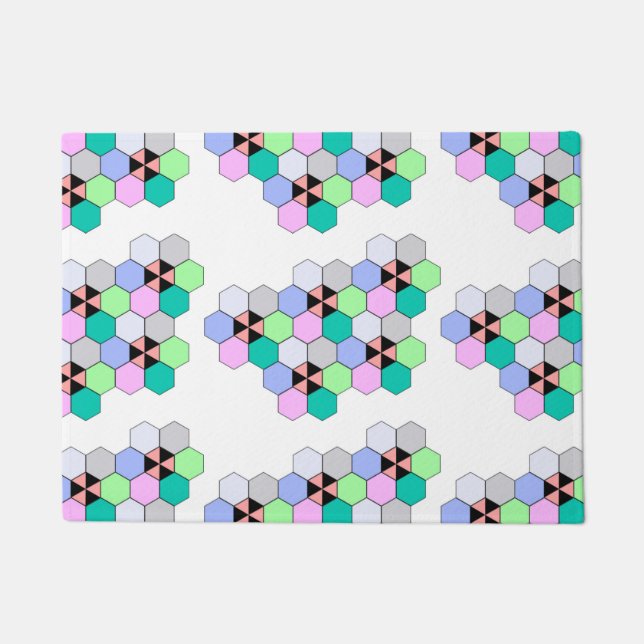 FARBHAFTE HEXAGON-FORMEN FUßMATTE (Vorderseite)