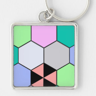 FARBHAFTE HEXAGON-FORMEN SCHLÜSSELANHÄNGER