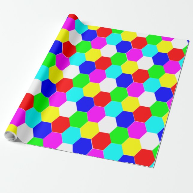 FARBHAFTE HEXAGONS GESCHENKPAPIER (Ungerollt)