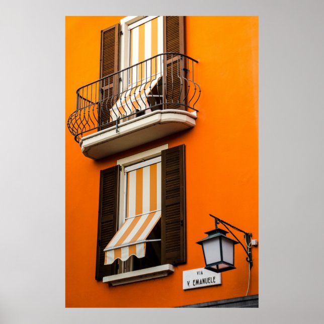 FARBHAFTE ITALIENISCHE FASSADE UND FENSTER POSTER (Vorne)