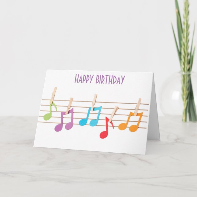 FARBHAFTE MUSIKKNOTEN BIRTHDAY WISHES KARTE (Vorderseite)