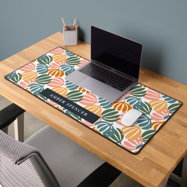 FARBHAFTE RETRO-BLÄTTER GROOVY BOTANICAL Girl Schreibtischunterlage (Büro 2)