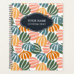 FARBHAFTE RETRO-BLÄTTER GROOVY BOTANICAL PLANER<br><div class="desc">Groovy inspiriert Digitalbild in einer eleganten, warmen Erdpalette von Gelb-Orange, Rosa, staubblauen und grünen Farbtönen auf weißem Hintergrund. Cool und feminin und elegant, auf vielen Produkten erhältlich. Für Hilfe oder individuelle Anfragen kontaktieren Sie mich bitte unter citronelladesign@gmail.com</div>
