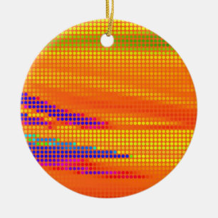 FARBHAFTE RETRO RAINBOW DOTS ART KERAMIKORNAMENT