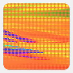 FARBHAFTE RETRO RAINBOW DOTS ART QUADRATISCHER AUFKLEBER