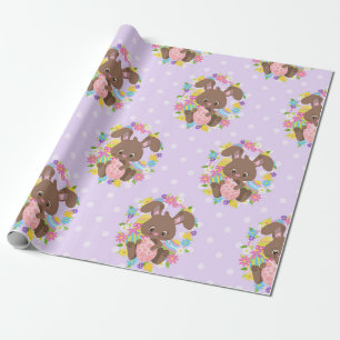 FARBHAFTE SCHOKOLADENBUNNEN UND EIER GESCHENKPAPIER