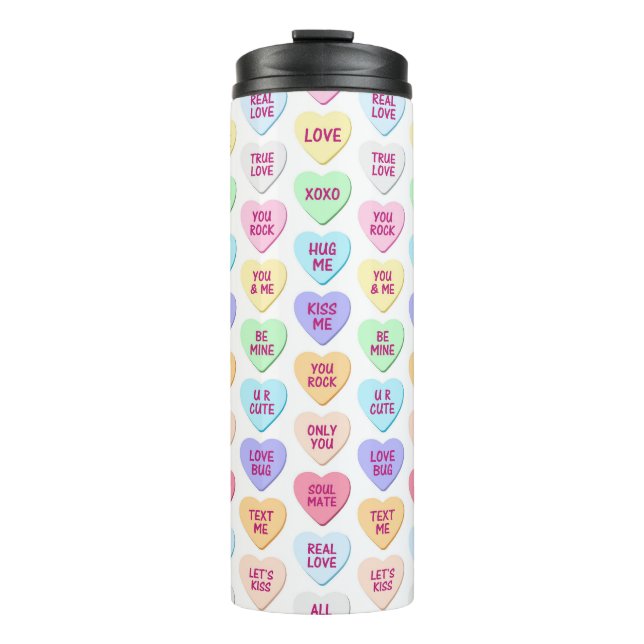 FARBHAFTE VALENTINE CANDY MESSAGE HEARS THERMOSBECHER (Vorderseite)