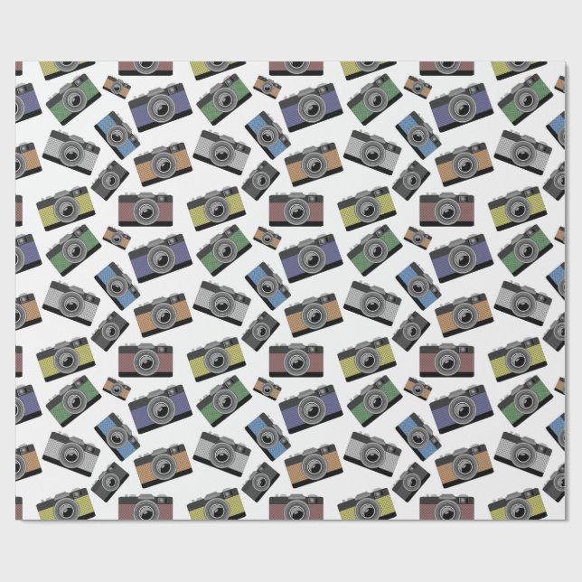 FARBHAFTES FOTO KAMERAS-MUSTRATIONSPATTER GESCHENKPAPIER (Flach)