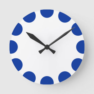 Farbhalbmond - Marine-Blau mit Weiß Runde Wanduhr