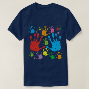 Farbhandfingerabdrücke T-Shirt