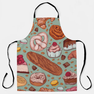 Farbhandgezeichnete Bäckerei im Stil einer Skizze. Schürze