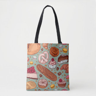 Farbhandgezeichnete Bäckerei im Stil einer Skizze. Tasche