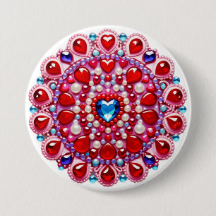 Farbherz-Juwelen-Mandala-Design Button
