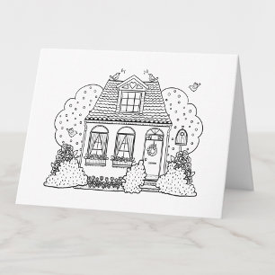 Farbieren Sie Ihre eigene Niedliche Hütte House Bl Dankeskarte