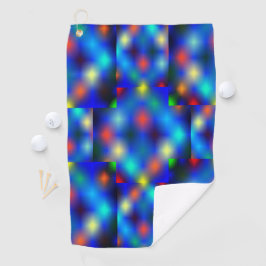 Farbig simuliert das Bild den Flößenschwung, über  Golfhandtuch