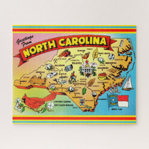 Farbige 16x20 North Carolina Vintage Karte