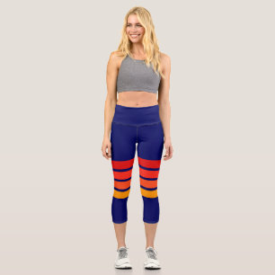 Farbige 70er 80er Retro Streifen Capri Leggings