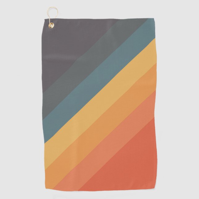 Farbige 70er 80er Retro Streifen Golfhandtuch (Vorderseite)