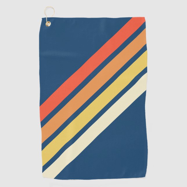Farbige 70er 80er Retro Streifen Golfhandtuch (Vorderseite)