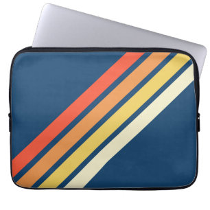 Farbige 70er 80er Retro Streifen Laptopschutzhülle