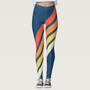 Farbige 70er 80er Retro Streifen Leggings