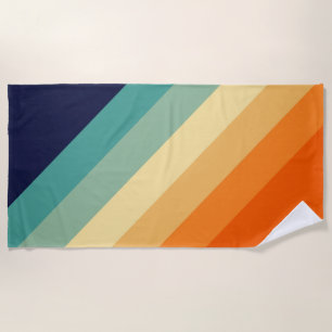Farbige 70er 80er Retro Streifen Strandtuch