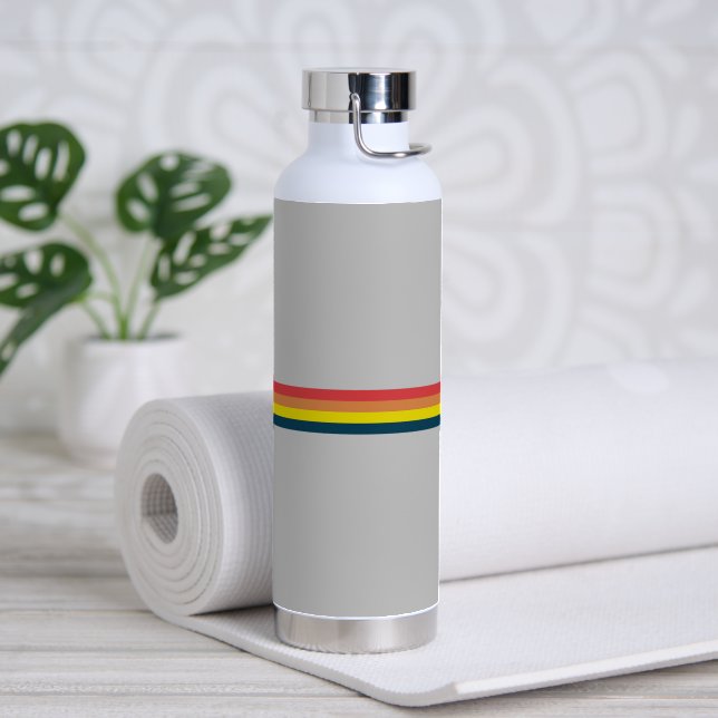 Farbige 70er 80er Retro Streifen Trinkflasche (Yoga)