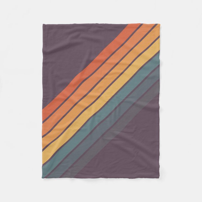 Farbige 70er Retro Streifen Fleecedecke (Vorderseite)