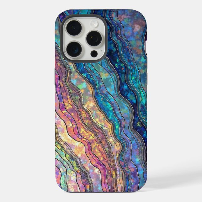 Farbige Abalone-Wellen iPhone 15 Pro Max Hülle (Rückseite)